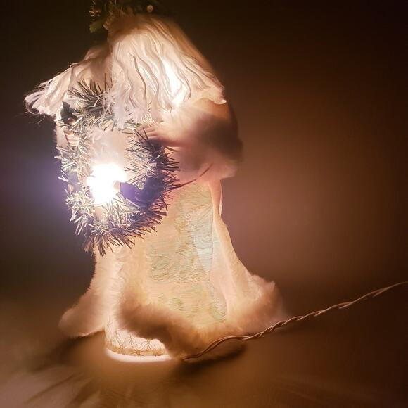 Vintage Midwest Importers Santa Tree Topper Light Up Wreath Christmas Decor 12" - Picture 13 of 15